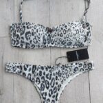 COSTUME ARMANI DONNA A FASCIA IMBOTTITA E BRASILIANA LEOPARDATO BASE CHIARA CON LUREX