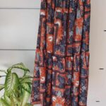 GONNA LUNGA CON BOTTONCINI DAVANTI  A FANTASIA BASE MARRONE EFFEK FK23-0437X1