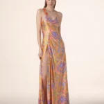 VESTITO DONNA LUNGO EFFEK CON PROFONDO SPACCO E DETTAGLIO SULLA BRETELLA