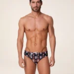 COSTUME UOMO A SLIP BASE NERA FANTASIA COLORATA TRIBALE