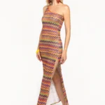 VESTITO DONNA MONOSPALLA 4GIVENESS TRAFORATO ARANCIO, GIALLO E VIOLA