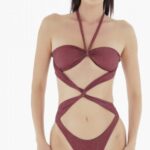 COSTUME DONNA MATINEE "INTERO" CON INCROCIO IN LUREX COLOR ROSSO VINO