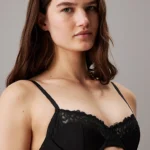 REGGISENO A MEZZA COPPA VUOTO CALVIN KLEIN IN MICROFIBRA E PIZZO NERO