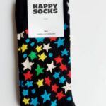 CALZINO HAPPY SOCKS BASE NERA CON STELLINE COLORATE