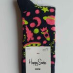 CALZINI HAPPY SOCKS BASE BLU SCUSA CON STAMPA UFO COLORI FLUO