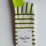 CALZINI HAPPY SOCKS A RIGHE BIANCO, NERO E VERDE FLUO