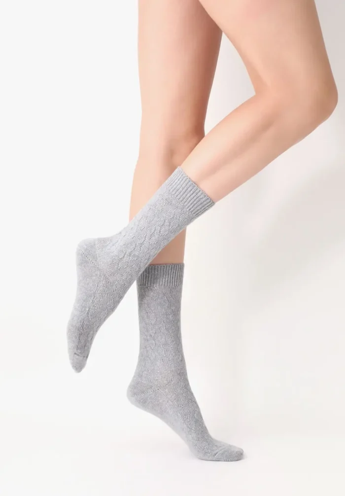 CALZINO DONNA GWEN OROBLU IN LANA E CASHMERE NEL COLORE GRIGIO CHIARO