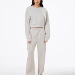 PANTALONE DONNA EFFEK A PALAZZO COLOR GHIACCIO CON INSERTI ARANCIO