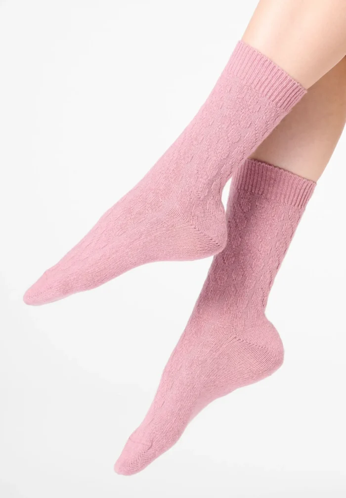 CALZINO DONNA GWEN OROBLU IN LANA ED CASHMERE CON TRAMA A TRECCE - immagine 9