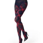 COLLANT DONNA IN MICROFIBRA COPRENTE A ROMBI BLU E ROSSI