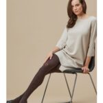 COLLANT DONNA IN MICROFIBRA COPRENTE CON FIORI A CONTRASTO TABACCO