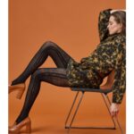 COLLANT DONNA IN VISCOSA E CASHMERE CON TRECCE IN RILIEVO NERA