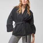 VESTAGLIA CORTA IN PILE DONNA NERA