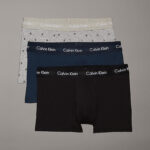 3 PACK BOXER UOMO CALVIN KLEIN NERO, BLU E GRIGIO CON MINI LOGHI