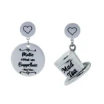 ORECCHINI MAD TEA ACCIAIO INOSSIDABILE ALICE IN WONDERLAND "MATTO COME UN CAPPELLAIO"