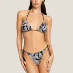 COSTUME DONNA 4GIVENESS TRIANGOLO A FANTASIA BIANCO E NERO CON STRASS NERI APPLICATI