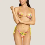 COSTUME DONNA 4GIVENESS TRIANGOLO E SLIP CON LACCETTI A CORDINO A FANTASIA FIORI E PALME