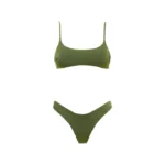 COSTUME DONNA MATINEE ESTATE 2025. TOP CON IMBOTTITURA ESTRAIBILE, BRETELLINA REGOLABILE E BRASILIANA. COLORE VERDE ROSMARINO