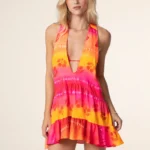 VESTITINO MARE EFFEK ESTATE 2025. PROFONDO SCOLLO SUL DAVANTI. CALDI E SUPER ESTIVI I COLORI ARANCIO E ROSSO