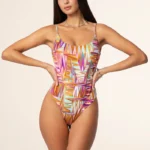 COSTUME DONNA EFFEK INTERO CLASSICO NELLA FANTASIA ZIG ZAG LILLA ED ARANCIO
