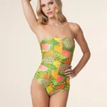 COSTUME DONNA EFFEK INTERO ARRICCIATO FANTASIA COLORATE ESTIVA ANANAS