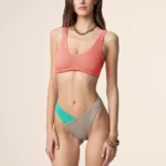 COSTUME DONNA ME FUI TOP A COSTINE E BRASILIANA NEI COLORI VERDE ACQUA, SALMONE E BEIGE