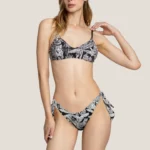 COSTUME DONNA 4GIVENESS TOP CON STRASS NERI E SLIP CON FIOCCHI FANTASIA BLACK & WHITE