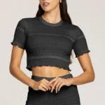 maglia maniche corte traforata nera 4giveness della stagione estate 2025