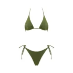 COSTUME DONNA MATINEE DELLA STAGIONE ESTATE 2025. CLASSICO TRIANGOLO CON IMBOTTITURA ESTRAIBILE E SLIP CON LACCI. COLOR ROSMARINO