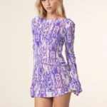 COPRICOSTUME CORTO DONNA EFFEK DELLA STAGIONE ESTATE 2025. TULLE A MANICA LUNGA BASE BIANCA E FANTASIA LILLA