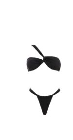 COSTUME DONNA MATINEE DELLA STAGIONE ESTATE 2025. FASCIA MONOSPALLA CON BRASILIANA A TENDINA. COLORE NERO