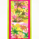 TELO MICROFIBRA 4GIVENESS DELLA STAGIONE ESTATE 2025. FANTASIA ROSA E FUCSIA CON FIORI E PALME