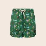 COSTUME BIMBO EFFEK A PANTALONCINO DELLA STAGIONE ESTATE 2025. BASE VERDE CON STAMPA DI GALLI