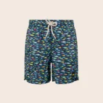 COSTUME BIMBO EFFEK A PANTALONCINO DELLA STAGIONE ESTATE 2025. BASE BLU CON FANTASIA DI PESCIOLINI COLORATI