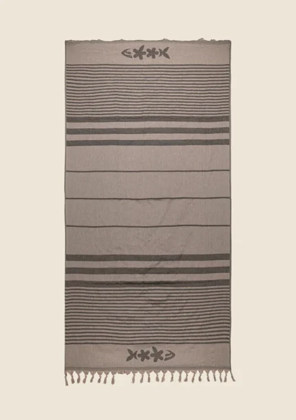 TELO MARE EFFEK DELLA STAGIONE ESTATE 2025. 100% COTONE NEL COLORE BEIGE E GRIGIO SCURO