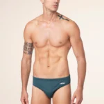 COSTUME UOMO EFFEK A SLIP DELLA STAGIONE ESTATE 2025. COLORE VERDE SCURO CON LOGO ROSA