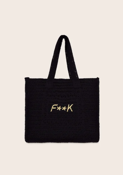 BORSA MARE EFFEK IN RAFIA QUADRATA DELLA COLLEZIONE ESTATE 2025 CON LOGO RICAMATO