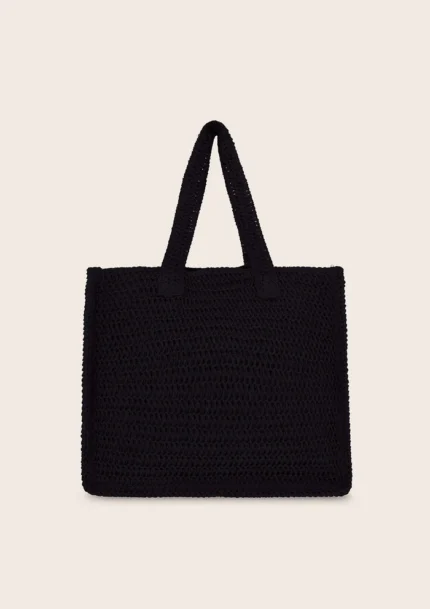 BORSA MARE EFFEK IN RAFIA QUADRATA DELLA COLLEZIONE ESTATE 2025 CON LOGO RICAMATO