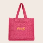 BORSA MARE EFFEK IN RAFIA QUADRATA DELLA COLLEZIONE ESTATE 2025 CON LOGO RICAMATO