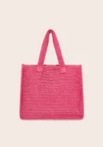 BORSA MARE EFFEK IN RAFIA QUADRATA DELLA COLLEZIONE ESTATE 2025 CON LOGO RICAMATO