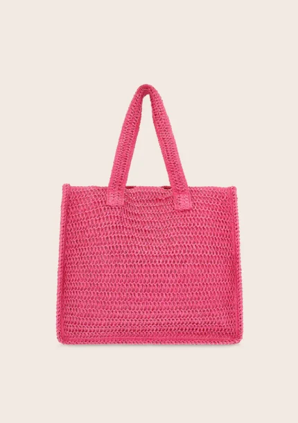 BORSA MARE EFFEK IN RAFIA QUADRATA DELLA COLLEZIONE ESTATE 2025 CON LOGO RICAMATO
