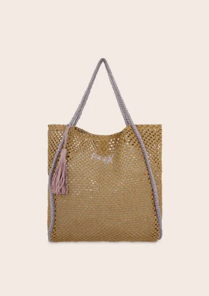 BORSA DA MARE EFFEK RETTANGOLARE CON LOGO RICAMATO DELLA STAGIONE ESTATE 2025