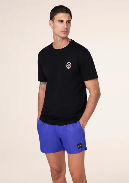 TSHIRT UOMO EFFEK IN COTONE NERA CON LOGO RICAMATO DELLA STAGIONE ESTATE 2025