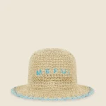 CAPPELLO DONNA ME FUI DELLA STAIONE ESTATE 2025 IN RAFIA CON RICAMO A CONTRASTO