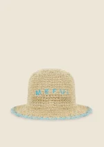 CAPPELLO DONNA ME FUI DELLA STAIONE ESTATE 2025 IN RAFIA CON RICAMO A CONTRASTO