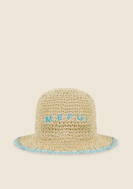 CAPPELLO DONNA ME FUI DELLA STAIONE ESTATE 2025 IN RAFIA CON RICAMO A CONTRASTO