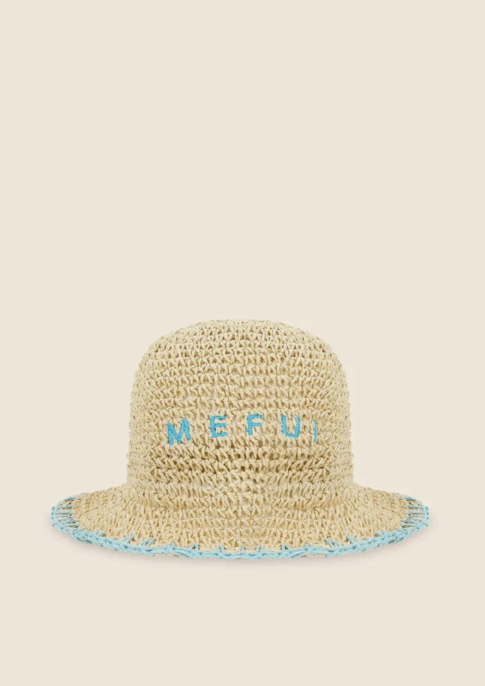 CAPPELLO DONNA ME FUI DELLA STAIONE ESTATE 2025 IN RAFIA CON RICAMO A CONTRASTO