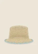 CAPPELLO DONNA ME FUI DELLA STAIONE ESTATE 2025 IN RAFIA CON RICAMO A CONTRASTO