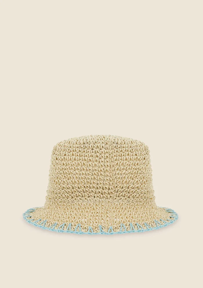 CAPPELLO DONNA ME FUI DELLA STAIONE ESTATE 2025 IN RAFIA CON RICAMO A CONTRASTO