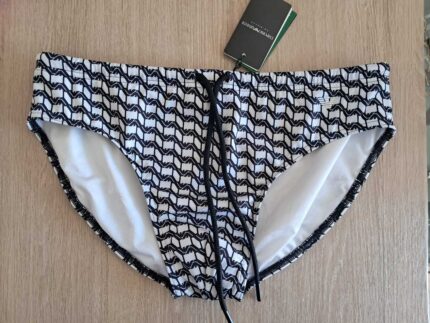 COSTUME UOMO A SLIP EMPORIO ARMANI BASE BIANCA CON AQUILETTE NERE
